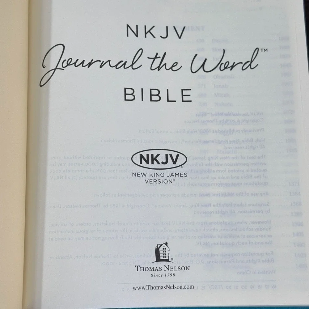 NKJV Journal the Word Bible Cloth Blue Floral Christianity Jesus Religion God